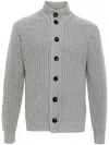 Dell'oglio High-neck Cashmere Cardigan In Grey
