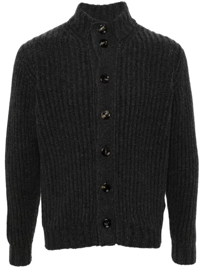 Dell'oglio High-neck Cashmere Cardigan In Grey