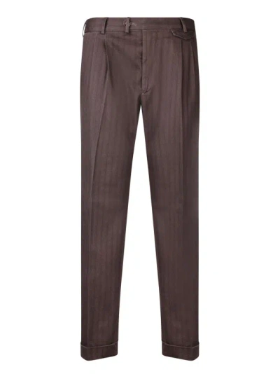 Dell'oglio Houndstooth Trousers In Brown