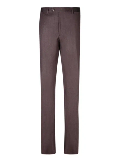 Dell'oglio Jaspe Wool Pants In Brown