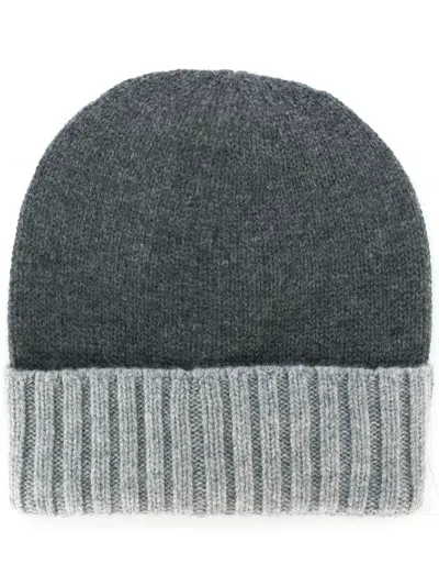 Dell'oglio Knitted Cashmere Hat In Gray