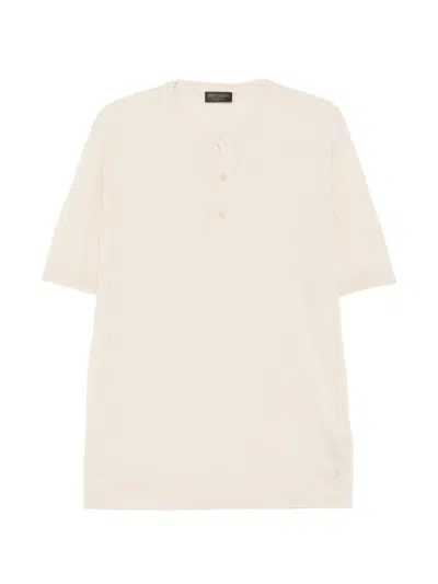 Dell'oglio Knitted Henley T-shirt In Brown