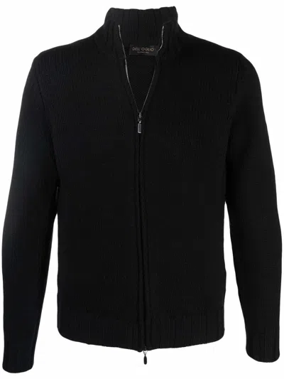 Dell'oglio Knitted Zip-up Jumper In Black