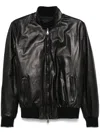Dell'oglio Leather Bomber Jacket In Black