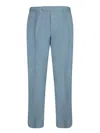 Dell'oglio Lightweight Linen Trousers With Zip Closure In Blue