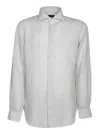 Dell'oglio Linen Button-down Shirt With Subtle Stripes In Blue