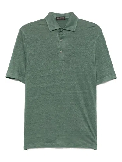Dell'oglio Linen Polo Shirt In Green