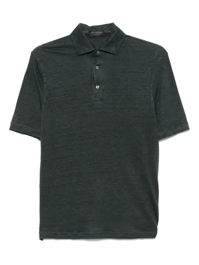 Dell'oglio Linen Polo Shirt In Grey