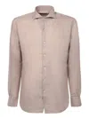 Dell'oglio Beige Linen Shirt With Classic Collar In Neutral