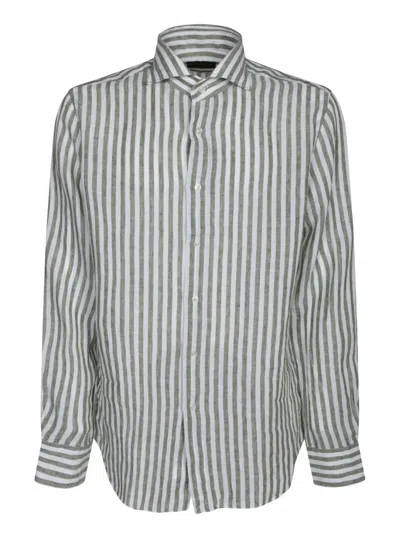Dell'oglio Linen Shirt With Vertical Stripes In Gray