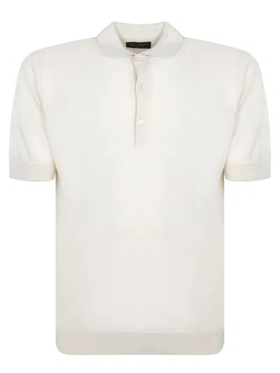 Dell'oglio Linen-silk Blend Polo With Classic Collar In White