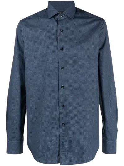 Dell'oglio Long-sleeve Button-up Shirt In Blue