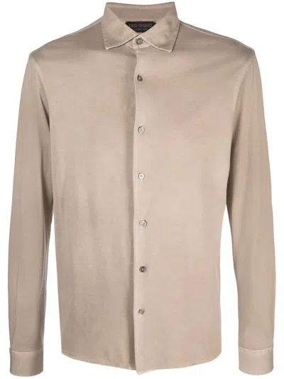 Dell'oglio Long-sleeve Cotton Shirt In Neutrals
