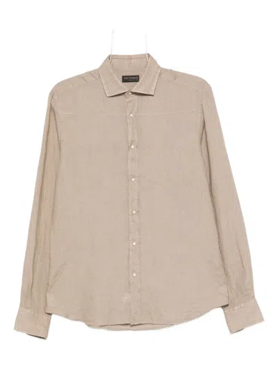 Dell'oglio Long-sleeve Linen Shirt In Neutral