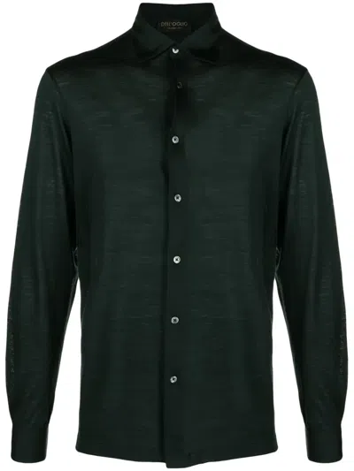 Dell'oglio Long-sleeve Merino-wool Shirt In Green