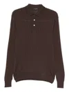Dell'oglio Long-sleeve Polo Shirt In Brown