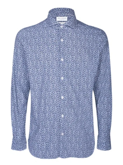 Dell'oglio Floral-print Classic-collar Shirt In Blue