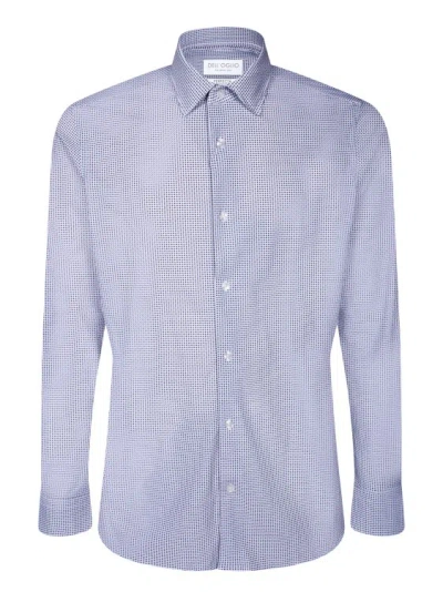 Dell'oglio Long Sleeve Shirt With Geometric Pattern Fabric In Blue