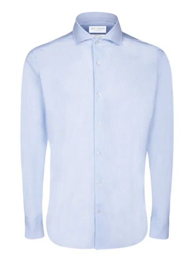 Dell'oglio Long Sleeve Shirt With Thin Vertical Stripes In Blue