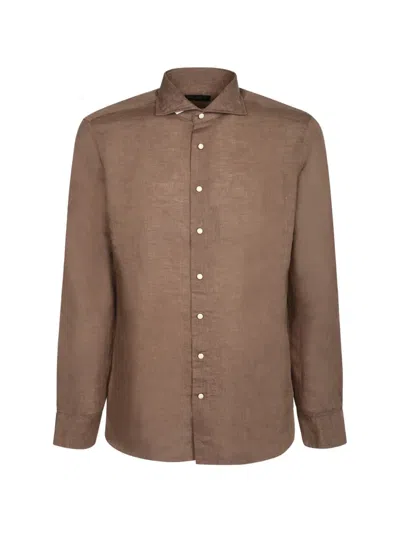 Dell'oglio Long-sleeve Button-up Shirt In Brown