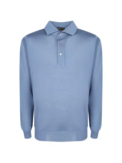 Dell'oglio Long-sleeve Polo Shirt In Blue