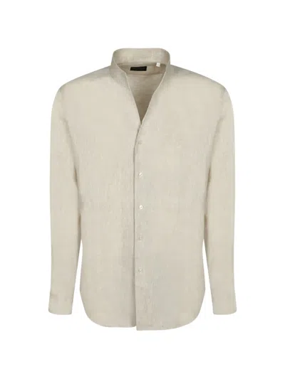 Dell'oglio Mandarin-collar Long-sleeve Shirt In Gray