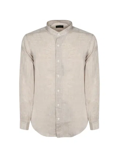 Dell'oglio Mandarin-collar Long-sleeve Shirt In Neutral