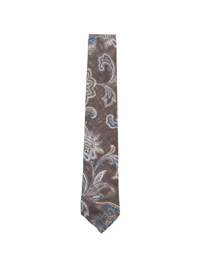 Dell'oglio Martin Paisley-pattern Slub Tie In Brown
