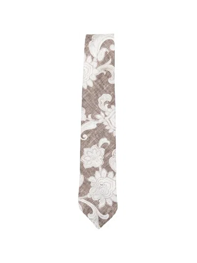 Dell'oglio Martin Paisley-pattern Tie In Neutral