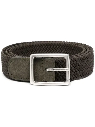 Dell'oglio Mastic Elasticated Suede Belt In Green