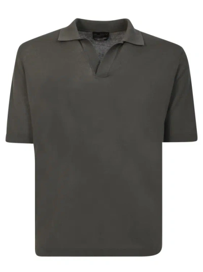 Dell'oglio Military Green Cotton Polo Shirt