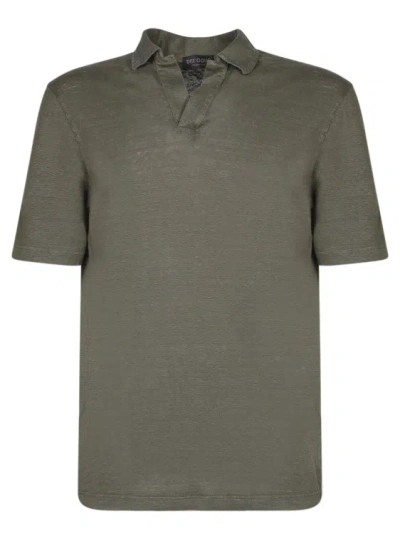 Dell'oglio Short-sleeve Linen Polo Shirt In Green