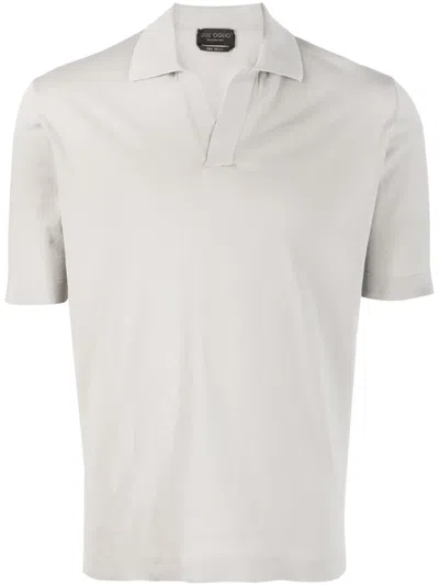 Dell'oglio Open-placket Cotton Polo Shirt In Grey