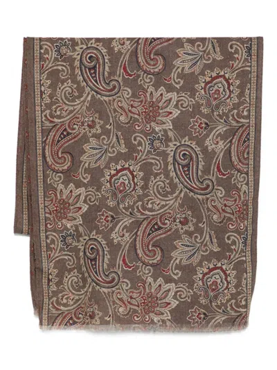 Dell'oglio Paisley-print Fringed Scarf In Brown