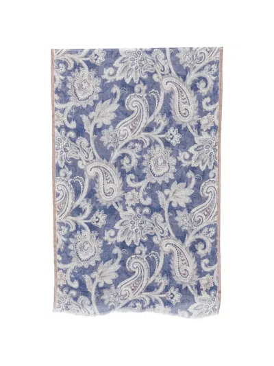 Dell'oglio Paisley-print Frayed Scarf In Neutral