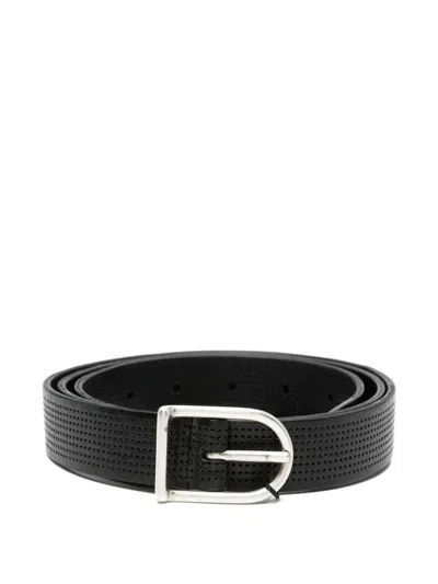 Dell'oglio Perforated Buckle Belt In Black