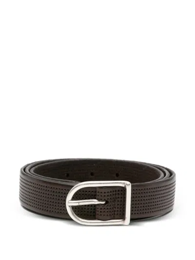 Dell'oglio Perforated Leather Belt In Brown