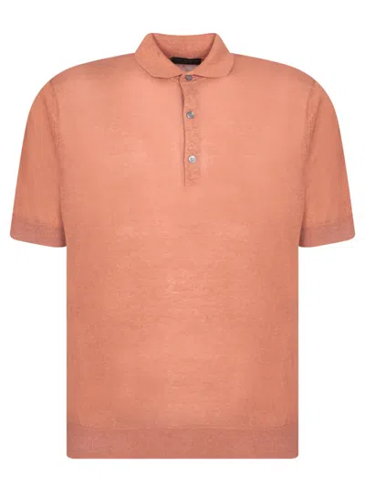 Dell'oglio Pink Polo Shirt With Classic Collar In Orange