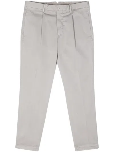 Dell'oglio Tapered Cotton Chino Trousers In Grey