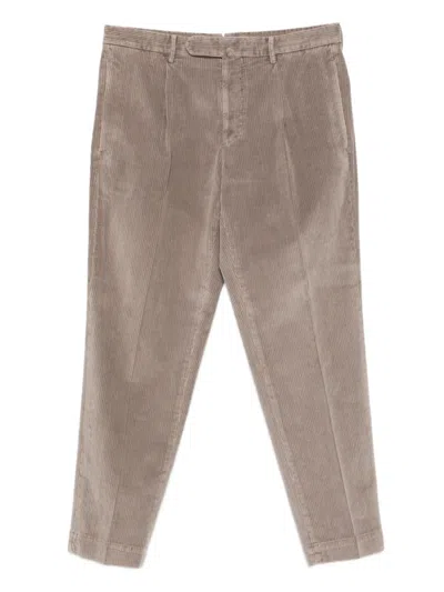 Dell'oglio Pleated Corduroy Trousers In Brown