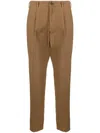 Dell'oglio Pleated Tapered-leg Trousers In Brown