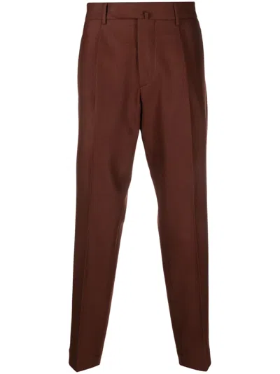 Dell'oglio Pleated Detaling Tailored Trousers In Brown