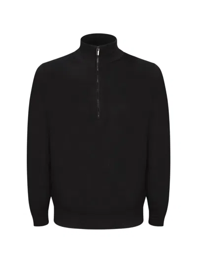 Dell'oglio Quarter-zip Knitted Sweater In Black