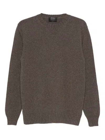 Dell'oglio Ribbed Crew Neck Sweater In Brown