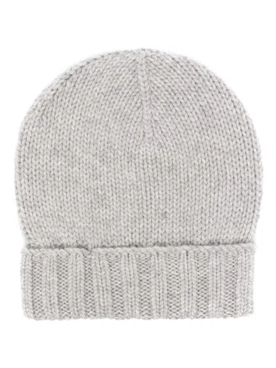 Dell'oglio Ribbed-knit Cashmere Beanie In Grey