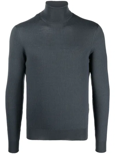 Dell'oglio Ribbed-knit Roll-neck Jumper In Blue