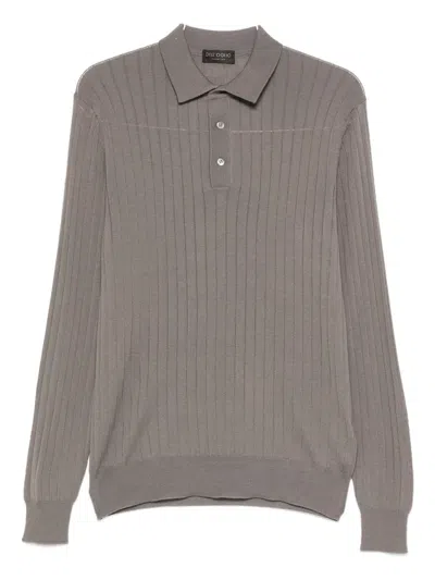 Dell'oglio Ribbed Polo Shirt In Brown