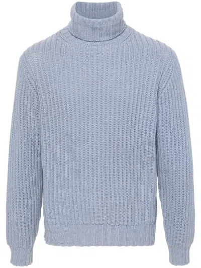 Dell'oglio Roll-neck Cashmere Jumper In Blue