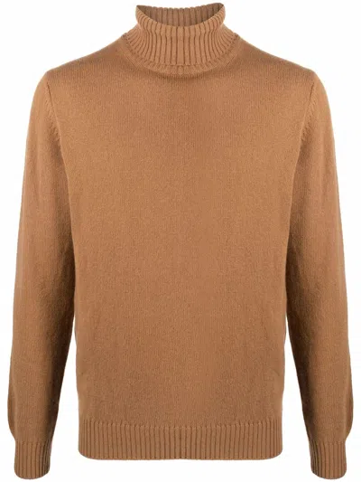 Dell'oglio Gestrickter Rollkragenpullover In Braun