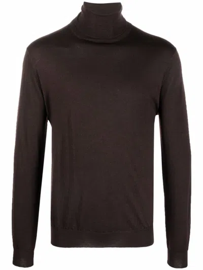 Dell'oglio Roll-neck Merino Wool Jumper In Brown